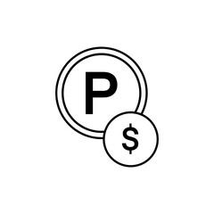 paid parking icon, private car park, flat symbol - editable stroke vector illustration