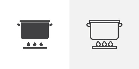 Cooking vector icon set black filled and outlined style.