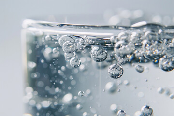 Close-up of Water Bubbles in Glass