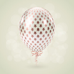 Pink White balloon. Luxury realistic balloons. Star pattern.