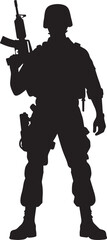 Black silhouette of a Soldier warrior isolated on a white background vector illustration