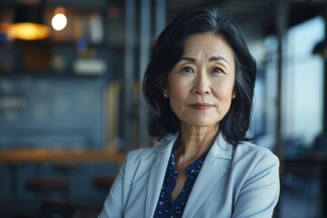 Naklejka premium Portrait of a middle aged woman in startup company office