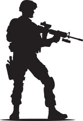 Black silhouette of a Soldier warrior isolated on a white background vector illustration