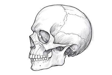 Obraz premium Isolated white human skull, detailed bone structure against black, eerie symbol of mortality and anatomy