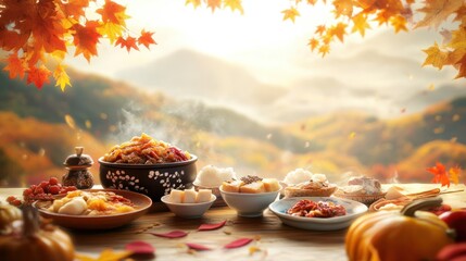 Chuseok - Korean traditional holiday. Koreans usually travel to their homeland to meet with relatives. autumn, thanksgiving day, holiday, gifts, traditional food.