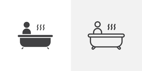 Person Bathing vector icon set black filled and outlined style.