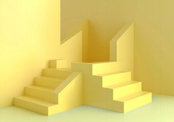 Yellow Abstract 3D Shapes Staircase Minimalist Background