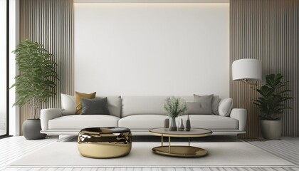 Modern living room with sofa and decor accessories with white color wall- 3D rendering__living Room"