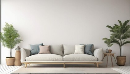 Modern living room with sofa and decor accessories with white color wall- 3D rendering__living Room"