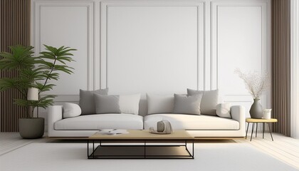 Modern living room with sofa and decor accessories with white color wall- 3D rendering__living Room"