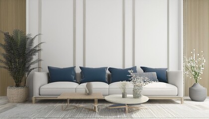 Modern living room with sofa and decor accessories with white color wall- 3D rendering__living Room"
