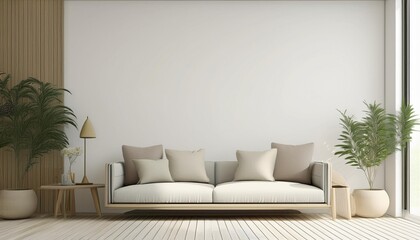 Modern living room with sofa and decor accessories with white color wall- 3D rendering__living Room"