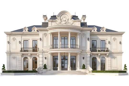 3d elegant mansion with luxurious design isolated on transparent background