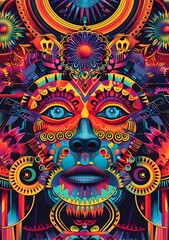Abstract Colorful Face Illustration with Geometric Patterns