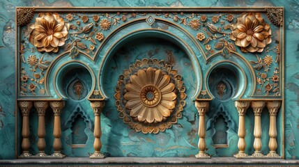 Fototapeta premium Abstract Islamic art with floral arabesques and decorative elements
