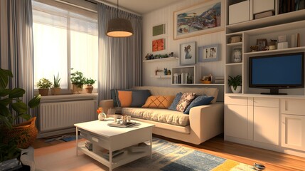 Modern Living Room Design with Cozy Couch and Decor