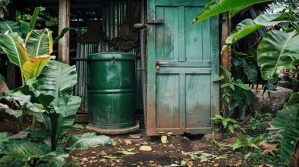 Obraz premium Sustainable sanitation practices, emphasizing the environmental benefits of composting toilets