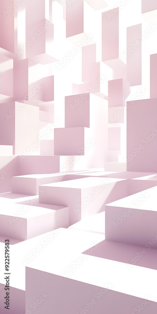 Poster Abstract Pink Geometric Shapes 3D Illustration