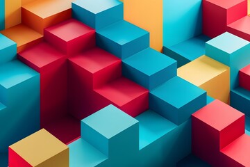 Naklejka premium Abstract 3D Colorful Cubes Background