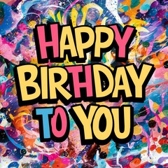 Colorful Happy Birthday Wishes Text on a Festive Background, Bright and Cheerful Happy Birthday Message with Vibrant Colors, Celebrate with a Happy Birthday Text on a Colorful Background, 