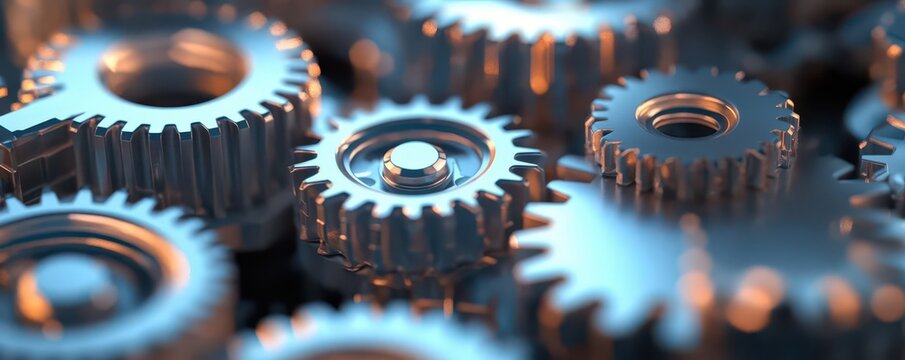 Abstract gears and cogs representing search engine mechanics, technical SEO concept