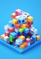 Fototapeta premium Abstract Colorful Cubes 3D Rendered Illustration