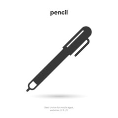 Pen sign, pencil icon, write symbol on isolated white background