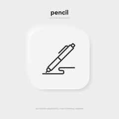 Pen sign, pencil icon, write symbol on isolated white background