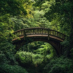 A scenic view of a bridge nestled in the heart of nature, with trees and greenery all around