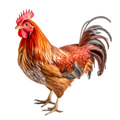 Fototapeta premium Glückliches Huhn, freigestellt vor transparentem Hintergrund, Generative AI