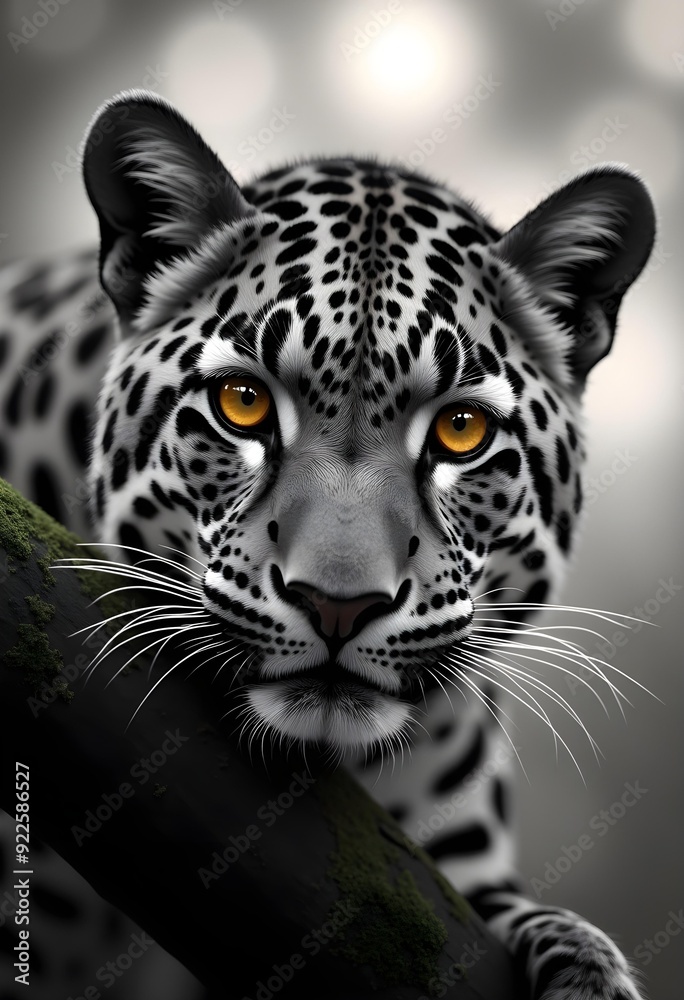 Wall mural portrait of a leopard on a tree..