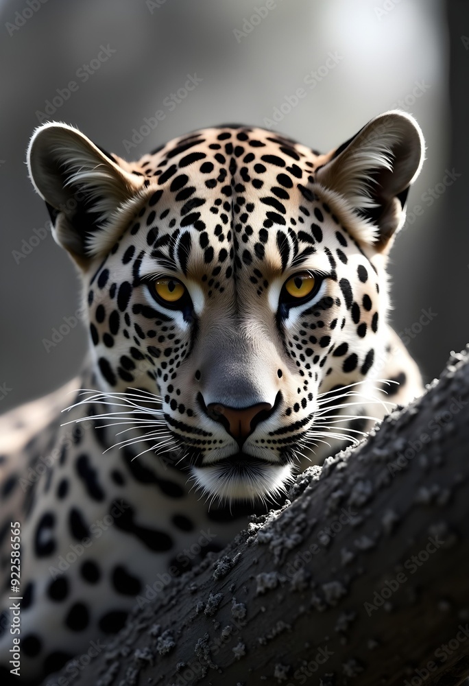 Wall mural portrait of a leopard on a tree..