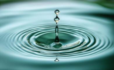 A water droplet splashing into a pool, creating concentric ripples.