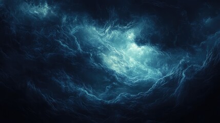 Naklejka premium Dark underwater storm with swirling currents and low visibility.