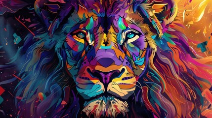 Colorful Lion Portrait