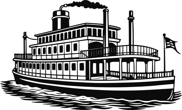 recommend clip art: riverboat silhouette vector illustration