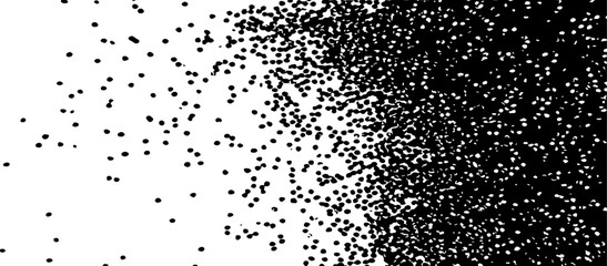 Snow, stars, twinkling lights, rain drops on black background. Abstract vector noise. Small particles of debris and dust. Distressed uneven grunge texture overlay.