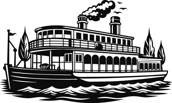 recommend clip art: riverboat silhouette vector illustration