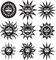 Sun Abstract Silhouette Vector Graphics Pack
