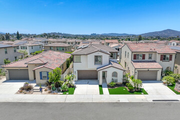 Aerial view of middle class community big houses, Escondido, South California, USA.