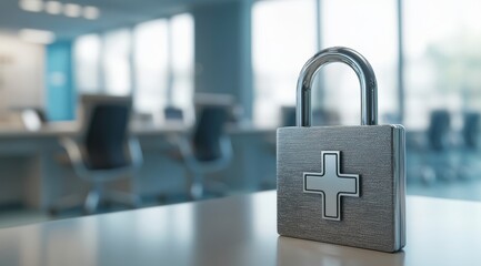 A padlock icon symbolizing the critical importance of data security within healthcare environments, emphasizing the essential need to protect sensitive patient information and maintain privacy