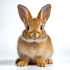 Obraz premium Junger Hase, Hauskaninchen, freigestellt vor weissem Hintergrund, Generative AI