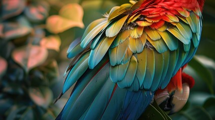 Obraz premium Close-up of Vibrant Macaw Feathers