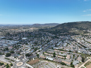 Fototapeta premium Aerial view of middle class community big houses, Escondido, South California, USA.