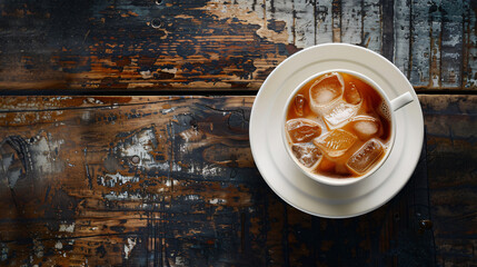 Refreshing cold brew coffee served on a rustic wooden table, perfect for a summer day