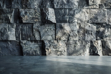 Fototapeta premium Stone Wall and Floor Interior - Modern and Rustic Design with Natural Stone Texture and Architectural Style