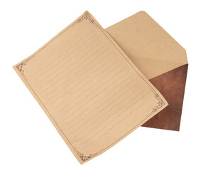 Craft brown paper envelope for mail isolated on the white background