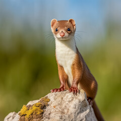 Niedliches Hermelin in freier Natur, Generative AI