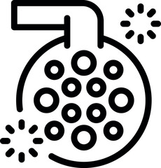 Round lighting equipment shining brightly for a show, party, or concert, in a black and white vector illustration