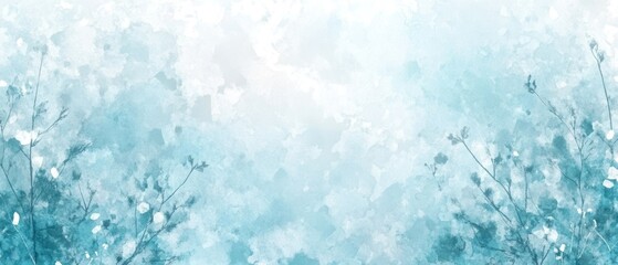 Abstract Watercolor Background with Delicate Branch Silhouettes